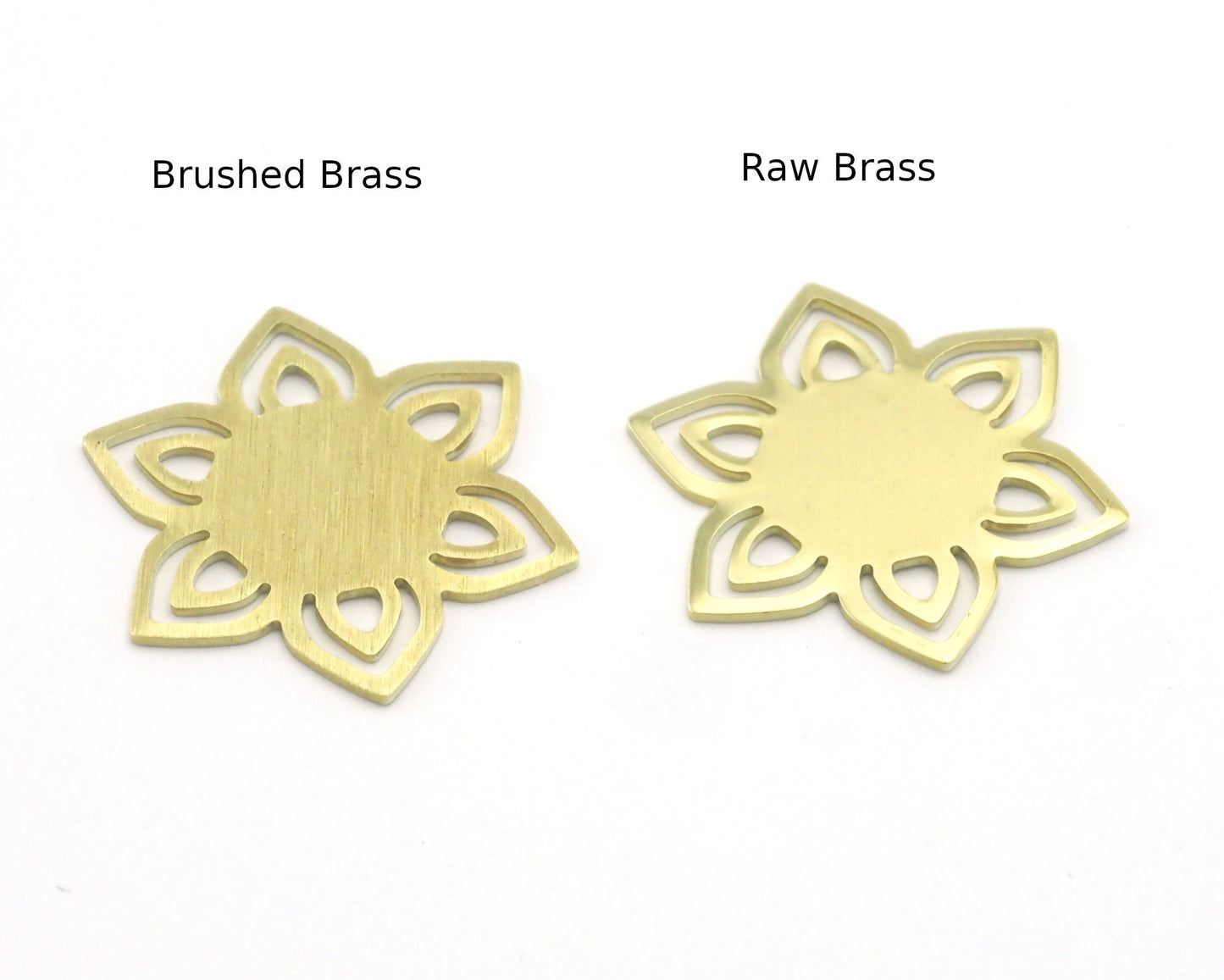 Flower Shape 28.5x25mm raw brass - Brushed Brass - raw copper no hole charms findings 4310-220