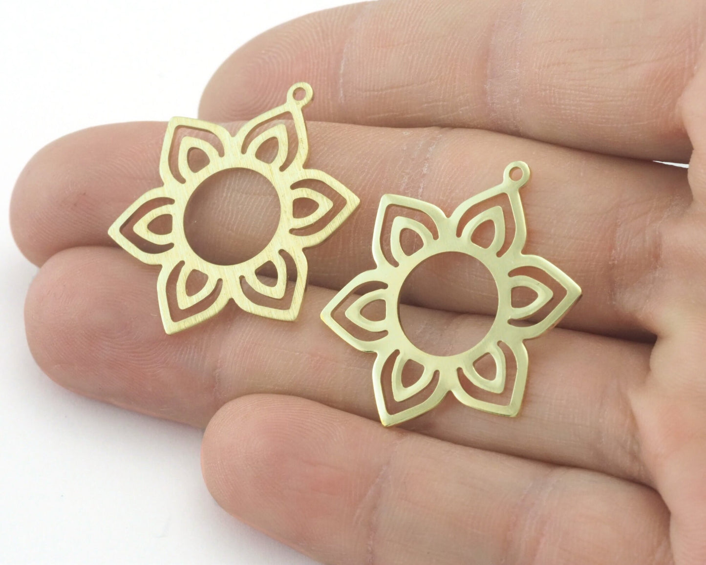 Flower Shape 31x25mm raw brass - Brushed Brass - Raw Copper 1 hole charms findings 4311-155