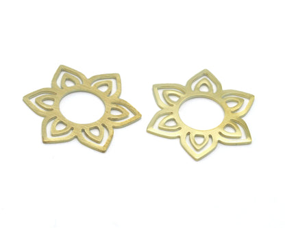 Flower Shape 28.5x25mm raw brass - Brushed Brass - Raw Copper no hole charms findings 4312-155