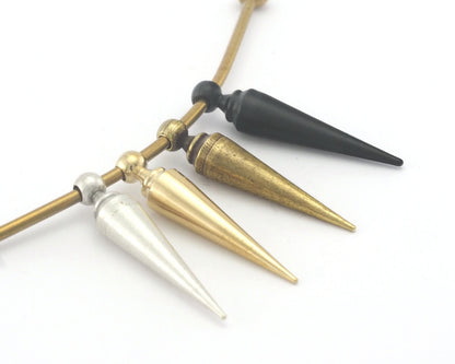 Pendulum Brass Spike Pendant 7x35mm finding spacer (2.5 mm 10 gauge hole ) 1422