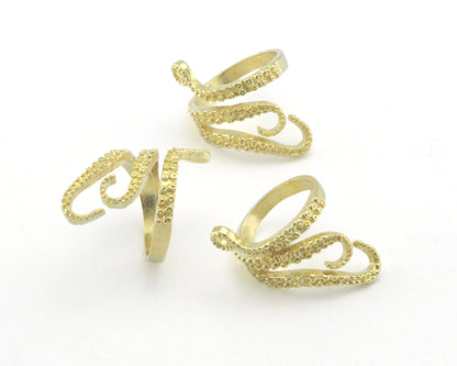 Octopus Tickle Ring with loop Raw brass (18mm 8US inner size) 4318