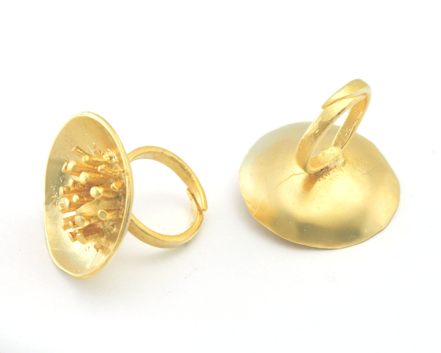 Flower Adjustable Ring Matte gold plated Brass OZ4016