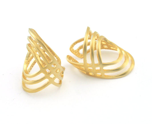 Filigree Adjustable Ring Matte Gold Plated Brass (18.5mm 8.5US inner size) OZ3838 33mm