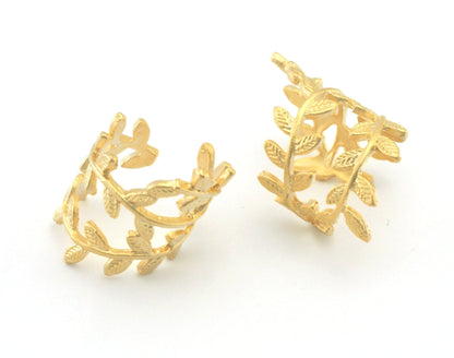 Leaf Adjustable Matte Gold Plated brass (18mm 8US inner size) OZ2821