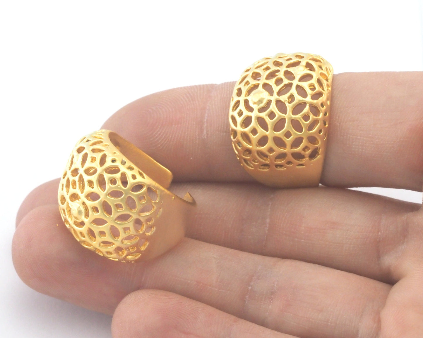 Matte Gold Plated Adjustable Ring brass (19mm 9US inner size) OZ2667