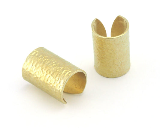 Hammered tube ring Adjustable Raw Brass 30mm (6US - 8US inner size) OZ4319