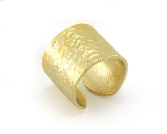 Hammered tube ring Adjustable Raw Brass 16.5mm (6US - 8US inner size) OZ4321