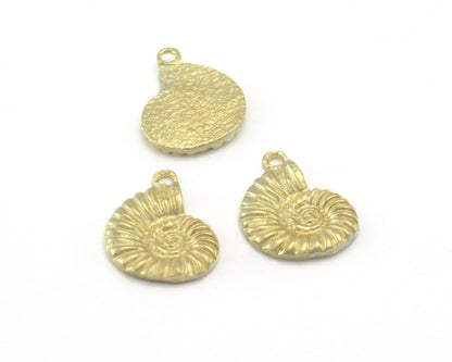 Ammonite animal fossil shell charms 21x15mm Raw Brass OZ4331