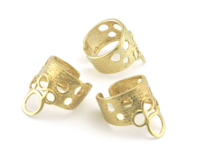 Brushed Circles Statement Adjustable Ring Raw brass (6 - 9US inner size) Oz4336