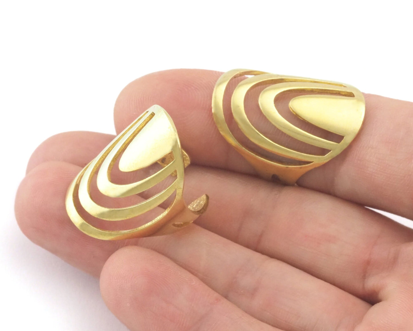 Rainbow oval statement adjustable ring Raw brass (5 - 9US inner size) Oz4338