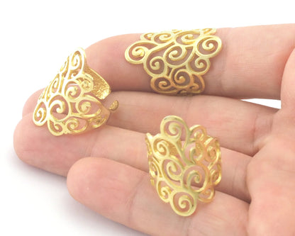 Branches swirl statement adjustable ring Raw brass (6 - 8US inner size) Oz4340