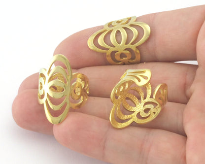 Hearts Waves statement adjustable ring Raw brass (6 - 8US inner size) Oz4343