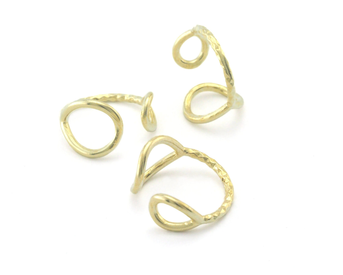 Drop Circles Frames Adjustable Ring Raw Brass (5US - 8US inner size) 4350