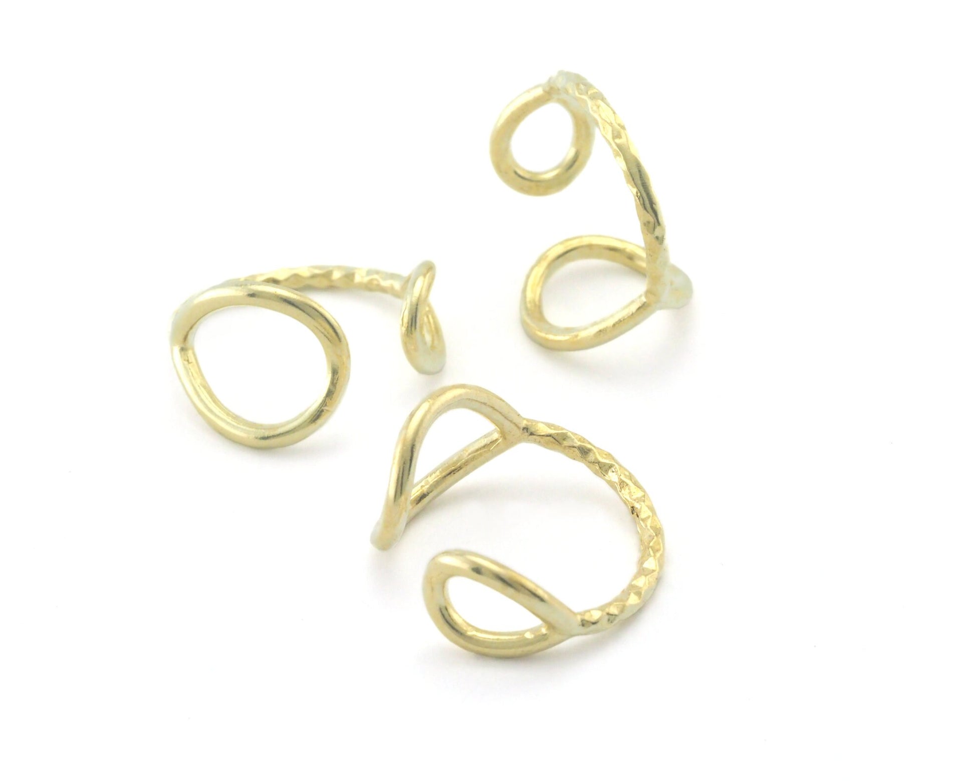 Drop Circles Frames Adjustable Ring Raw Brass (5US - 8US inner size) 4350