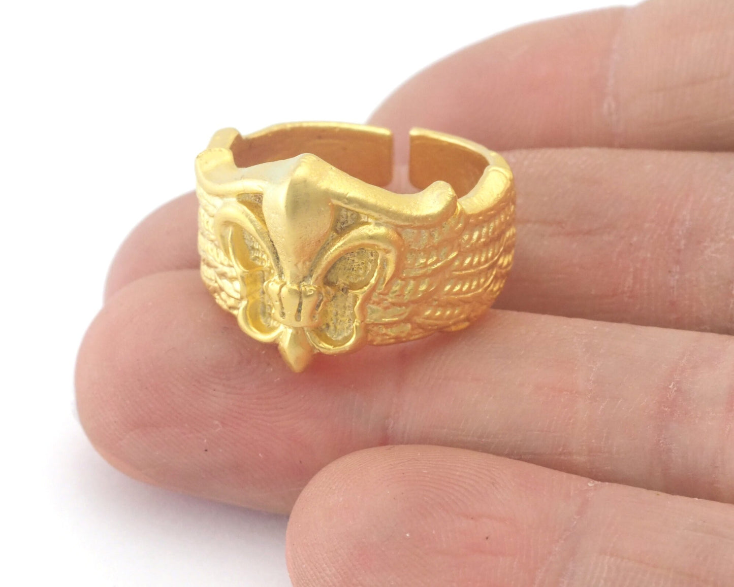 Butterfly Wings Adjustable Ring Matte Gold Plated brass (18.5mm 8US inner size) OZ3261 ring25