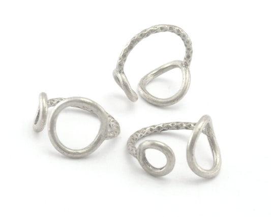 Hammered Circles Frames Adjustable Ring Antique Silver Plated Brass (5US - 8US inner size) 4353