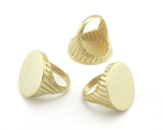 Croissant Signet Ring Blank - raw brass (17.5mm 7US inner size ) 24mm blank size OZ4386