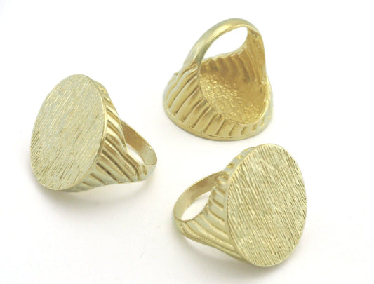 Croissant Brushed Signet Ring Blank - raw brass (17.5mm 7US inner size ) 24mm blank size OZ4388