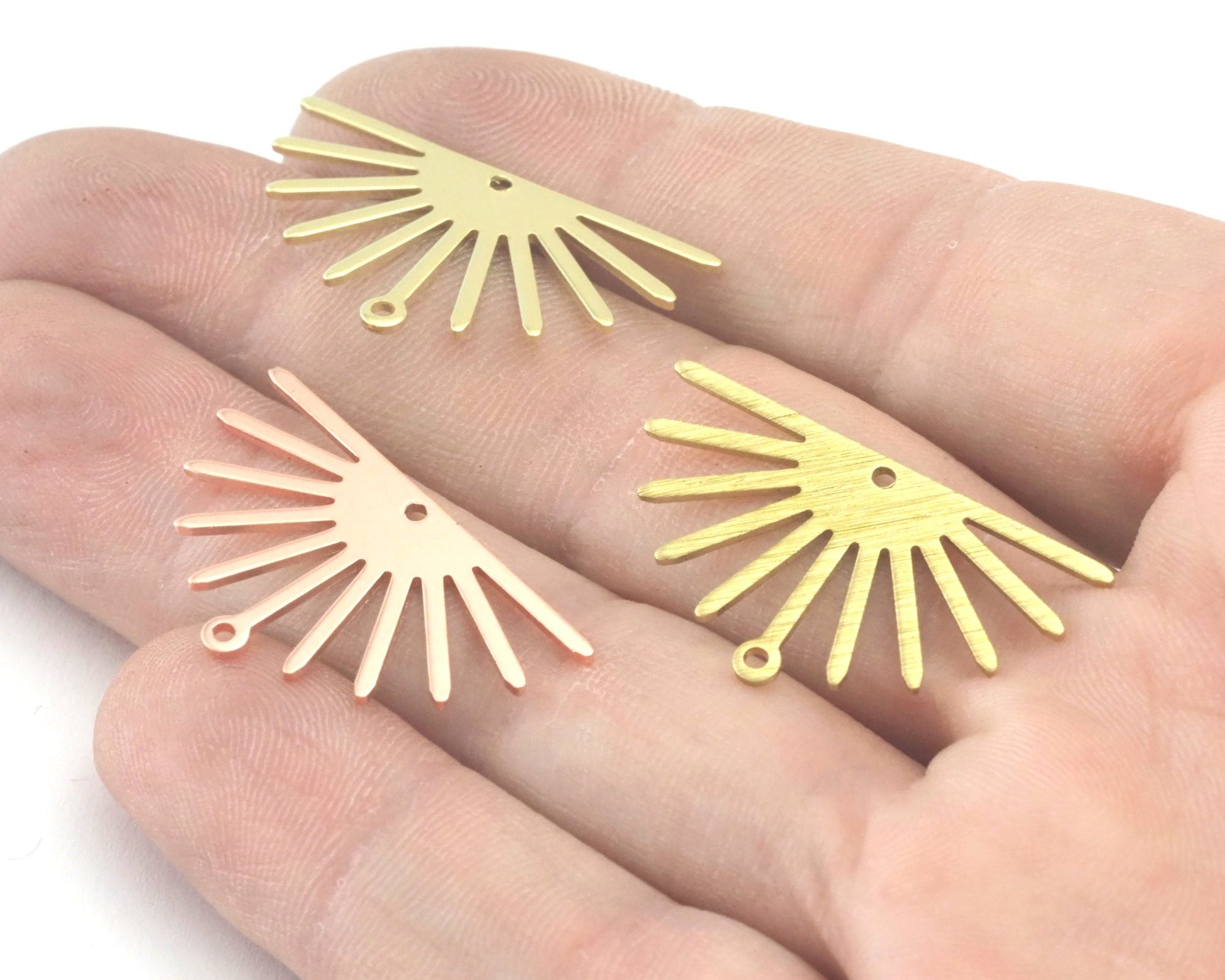 Sun Charms 30x17mm 2 hole Raw Copper - Brass - Brushed Brass findings S70-140