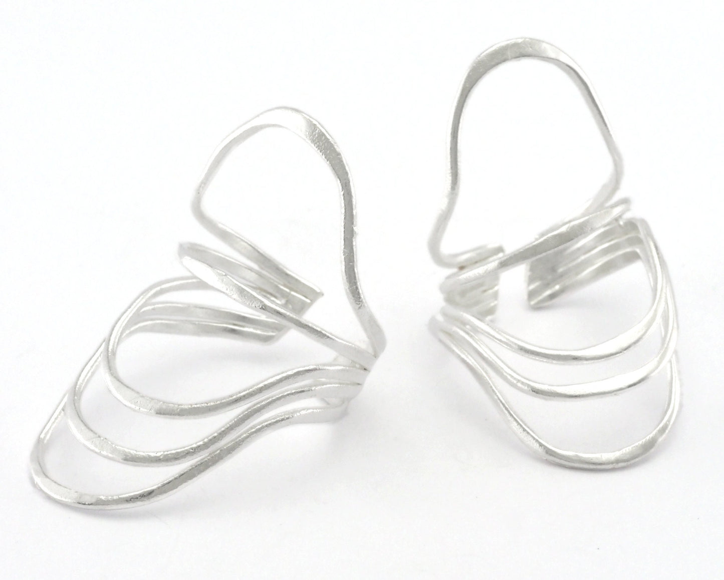 Ring Statement Adjustable Ring Shiny silver plated brass (20mm 10US inner size) OZ3847