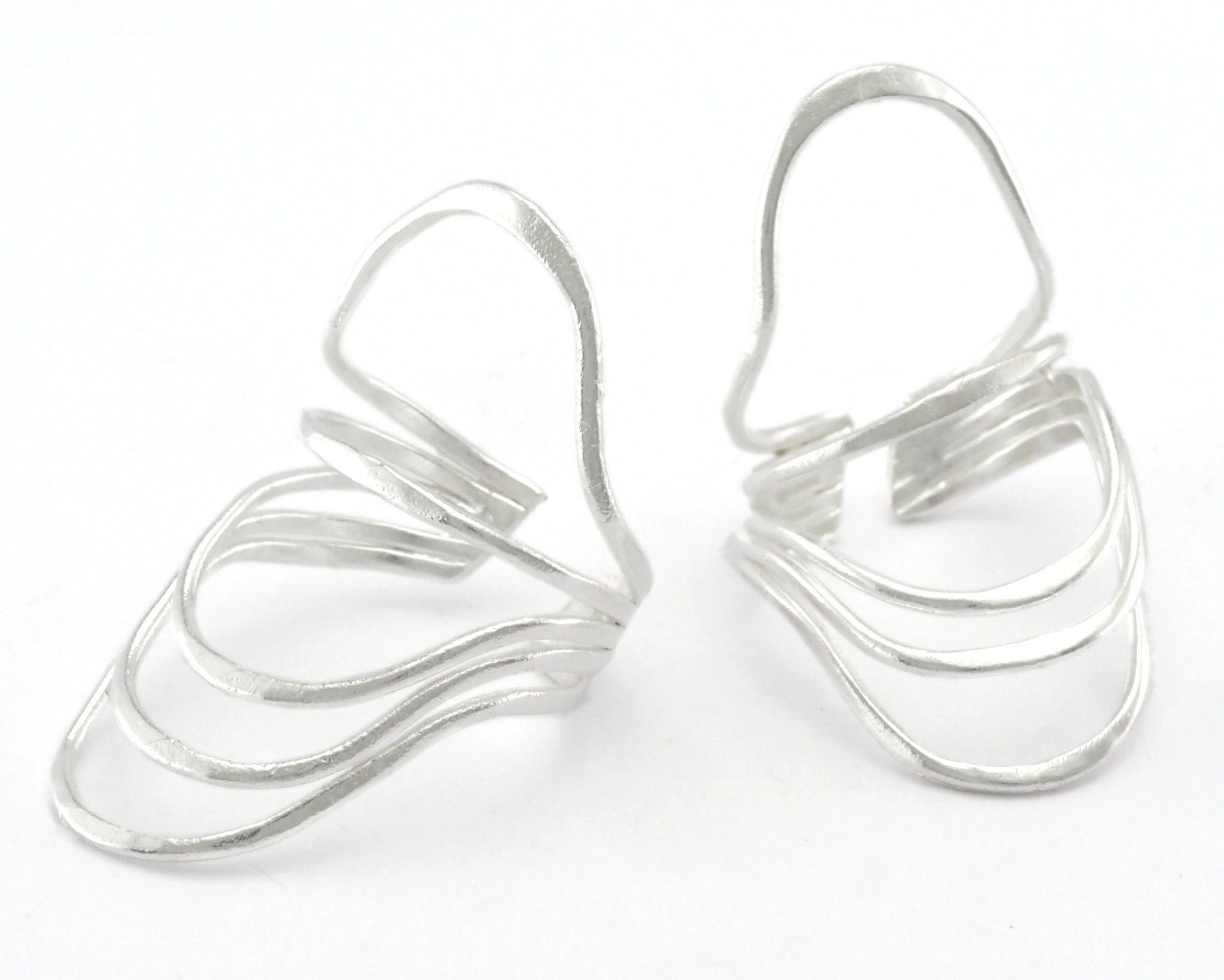 Ring Statement Adjustable Ring Shiny silver plated brass (20mm 10US inner size) OZ3847