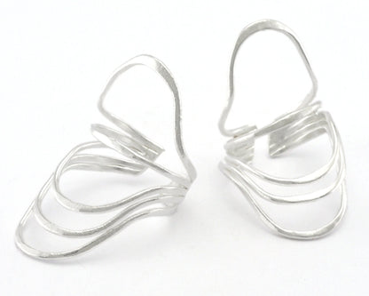 Ring Statement Adjustable Ring Shiny silver plated brass (20mm 10US inner size) OZ3847