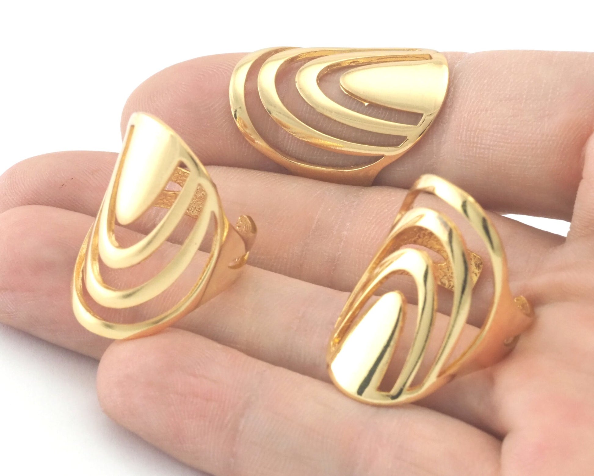 Rainbow oval statement adjustable ring Gold Plated brass (5 - 9US inner size) Oz4338