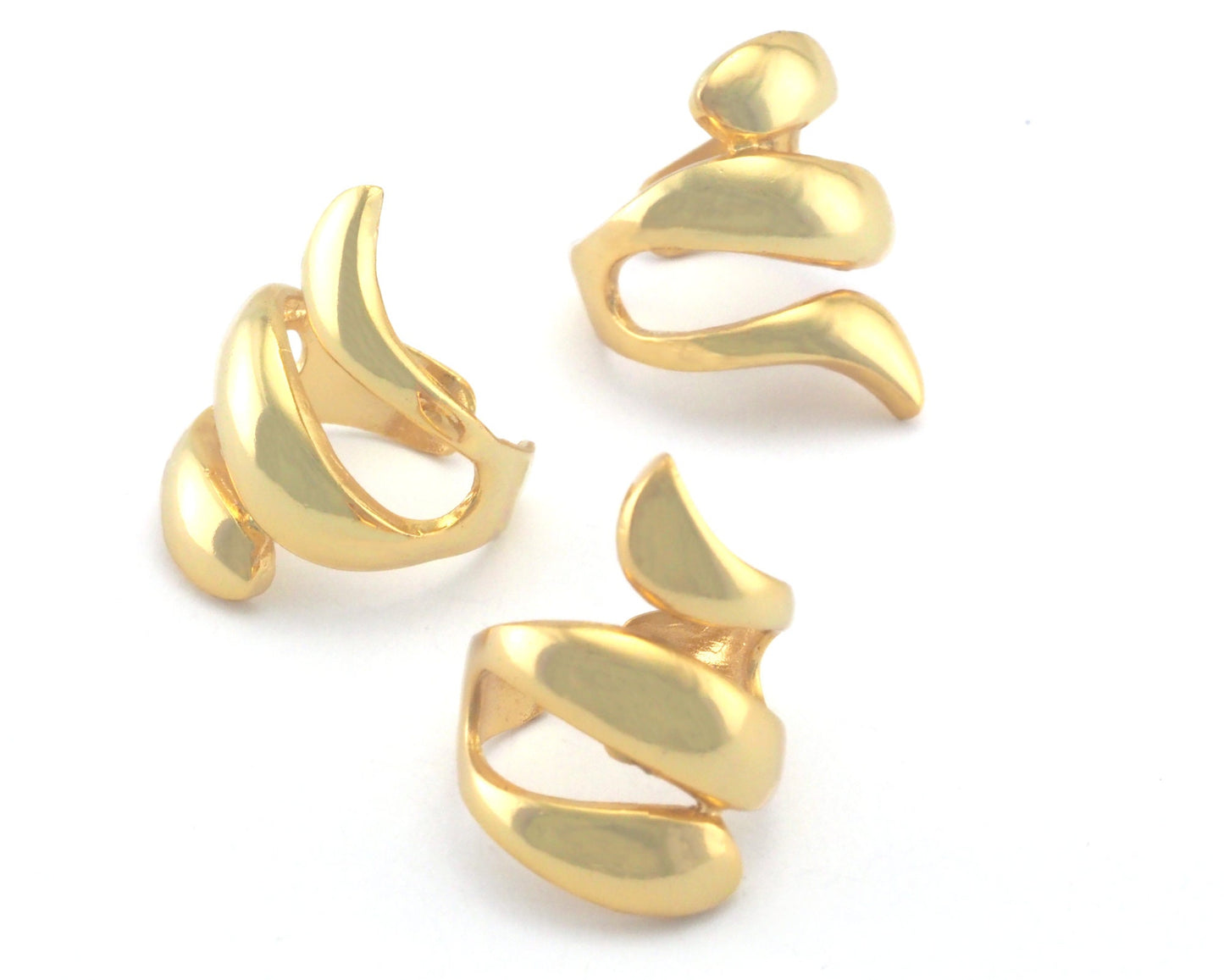 Snake Adjustable Ring Organic Shape Gold Plated brass (6 - 9US inner size ) 4345
