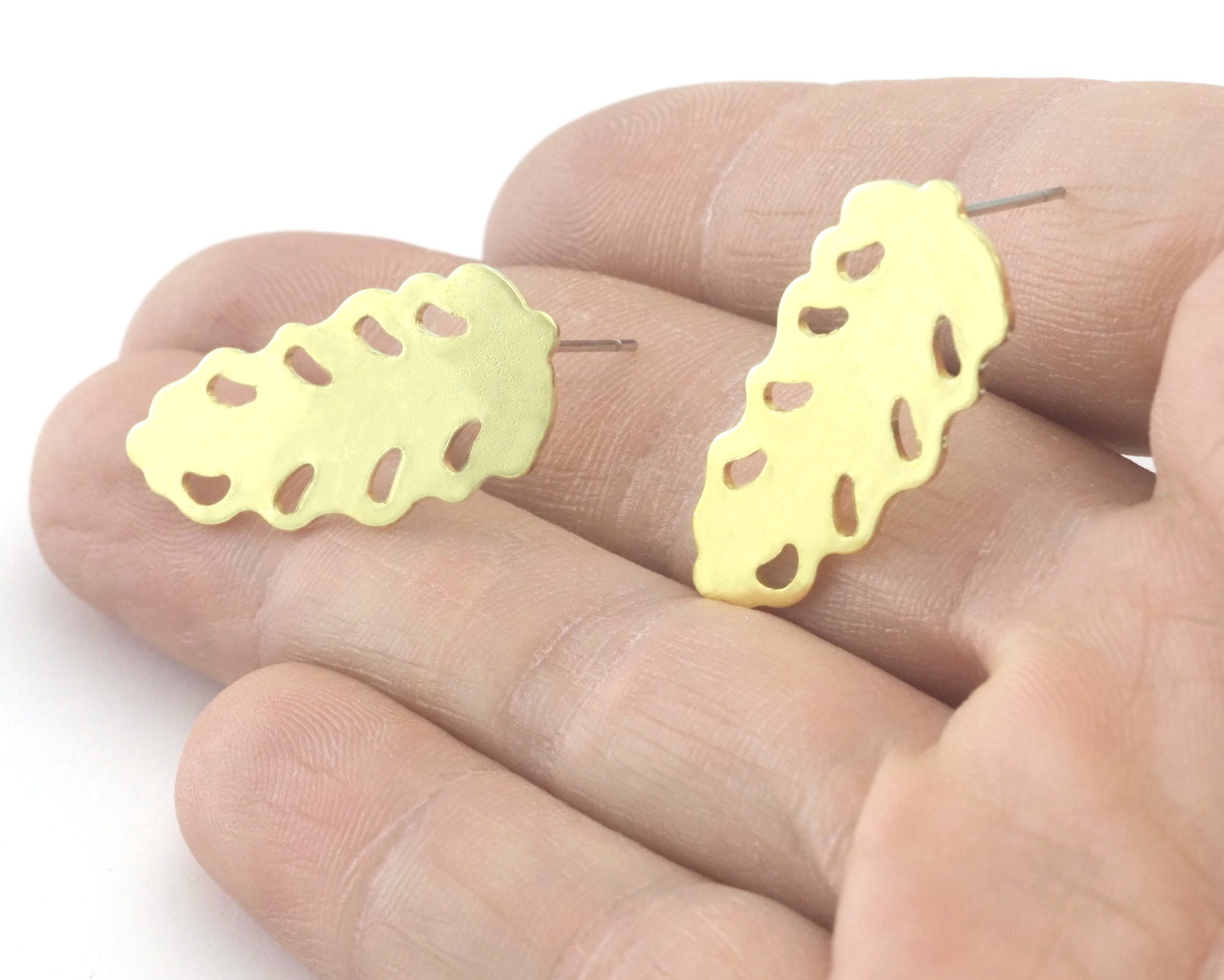 Leaf Earring Stud Post Raw Brass 30mm Earring Blanks 698