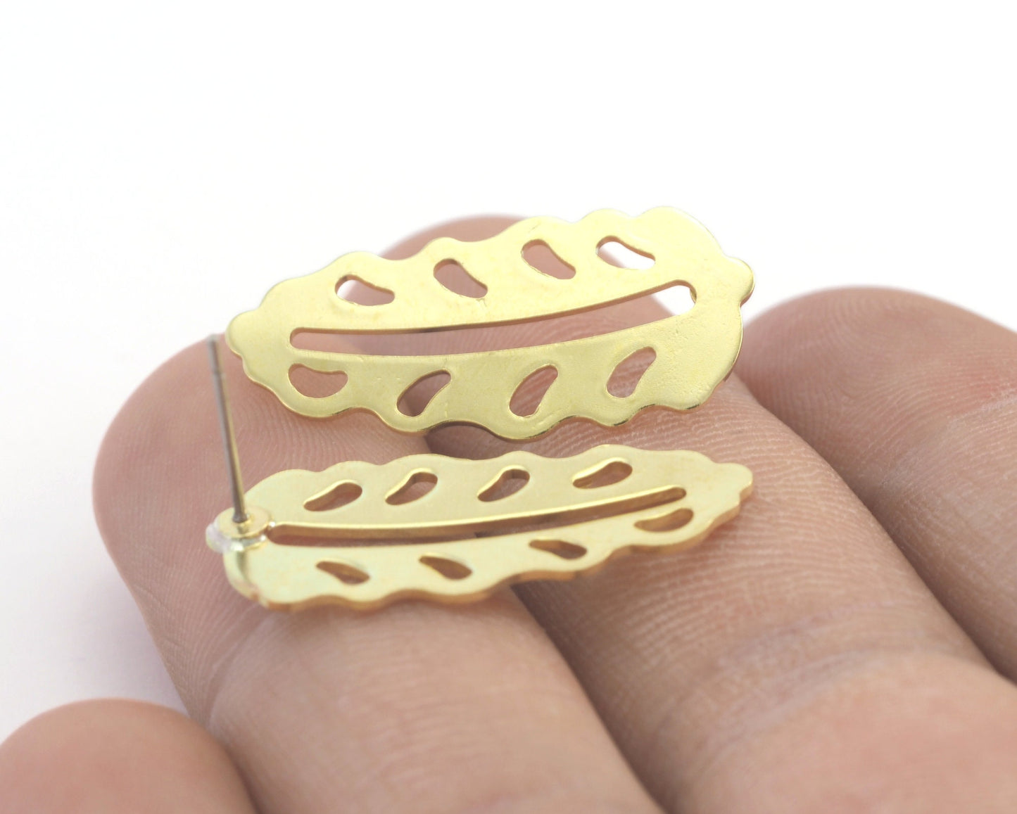 Leaf Earring Stud Post Raw Brass 30mm Earring Blanks 381