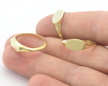 Minimalist Ring ring Raw brass with 11.8x6.8mm base setting 7.5US 18mm 4058