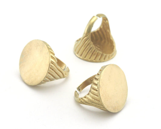 Croissant Signet Ring Blank Adjustable - raw brass (17mm - 18mm 7-8US inner size ) 24mm blank size OZ4406