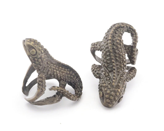 Chameleon Adjustable Antique Bronze Plated brass (16mm 5.5US inner size) OZ3287