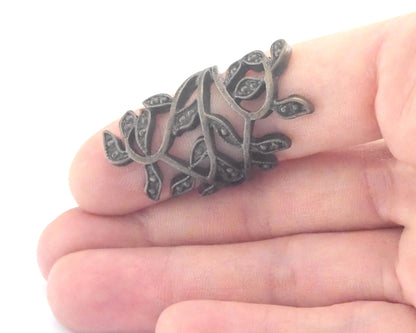 Leaf - Leaves Branch Ring Adjustable 42mm Antique Bronze Plated brass (18mm 8US inner size) 4316 ring21