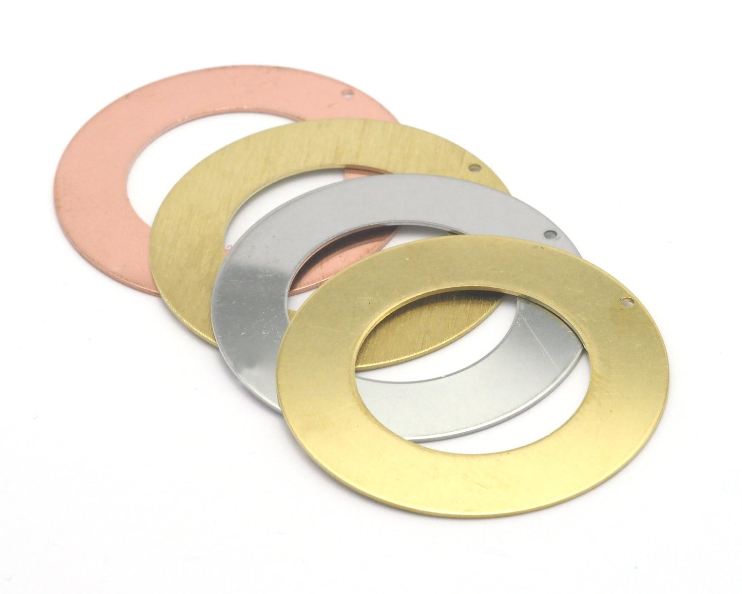 Round Circle Disc Tag Stamping Charms Raw Brass - Brushed Brass - Raw Copper - Stainless Steel 50mm 1 hole Findings S5