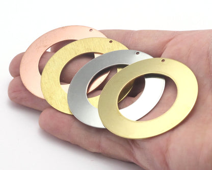 Round Circle Disc Tag Stamping Charms Raw Brass - Brushed Brass - Raw Copper - Stainless Steel 50mm 1 hole Findings S5
