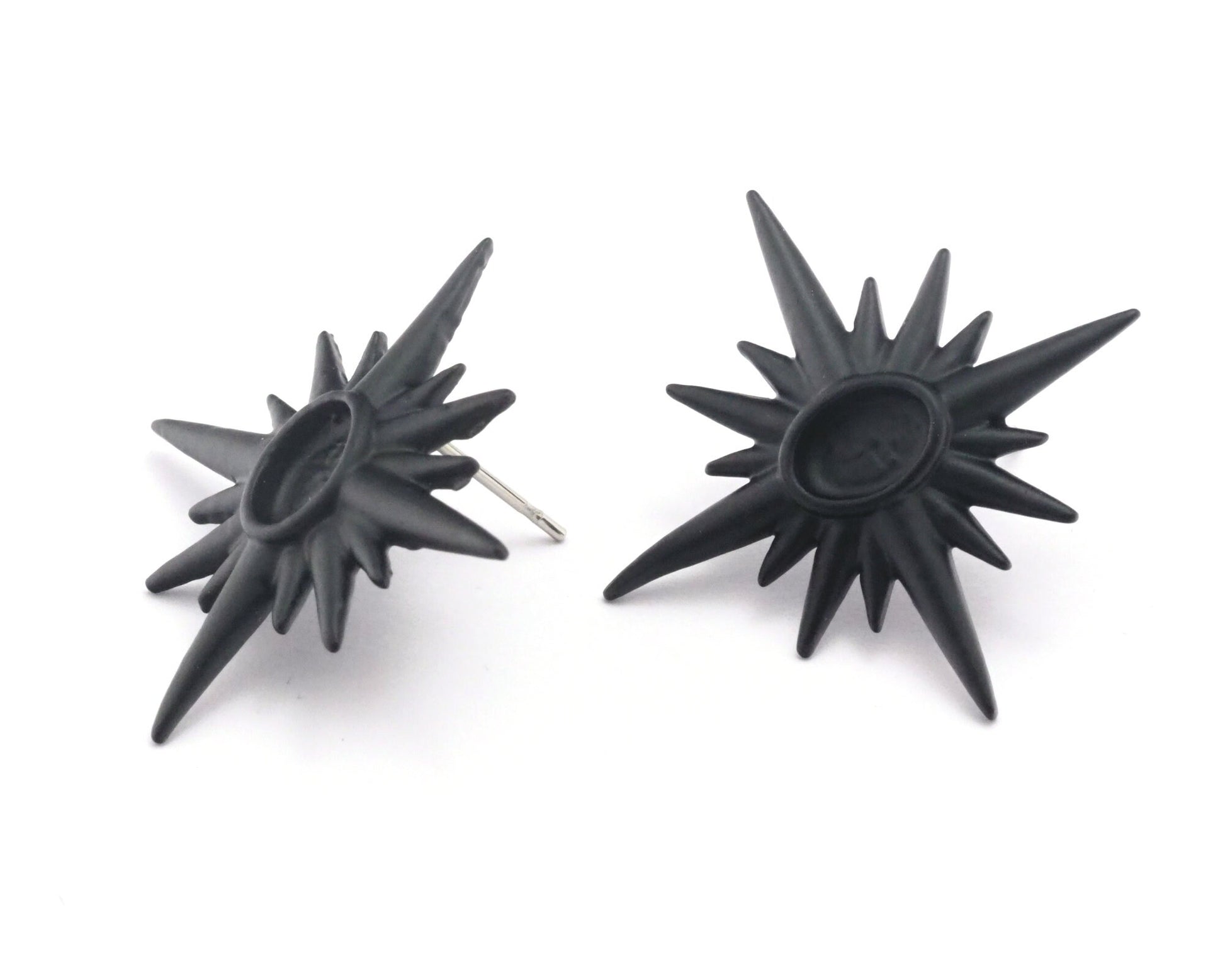 Star earring Base Blank Bezel Black Painted Brass setting 32x28mm (6x4mm blank size) 1 set OZ4411