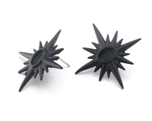 Star earring Base Blank Bezel Black Painted Brass setting 32x28mm (6x4mm blank size) 1 set OZ4411