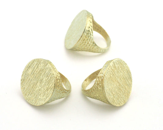 Hammered brushed Signet Ring Blank - raw brass (17.5mm 7US inner size ) 24mm blank size OZ4387