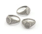 Hammered Brushed Signet Ring Blank - Antique silver plated brass (16.25mm 5.5US inner size ) 10mm blank size OZ4389
