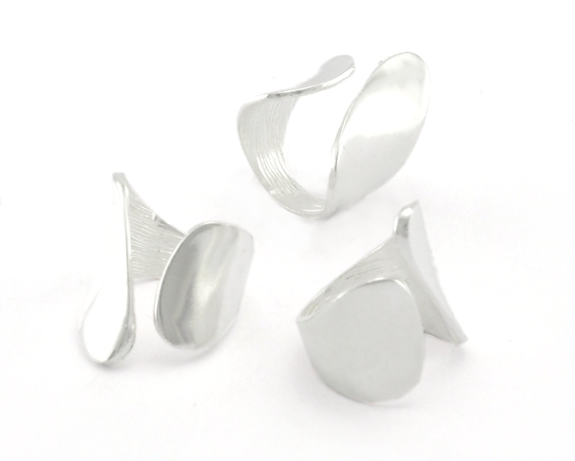 Adjustable Ring Shiny Silver Plated Brass 26mm (16.5mm 6US inner size) OZ746