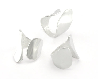 Adjustable Ring Shiny Silver Plated Brass 26mm (16.5mm 6US inner size) OZ746