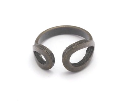 Drops Frames Adjustable Statement Ring Antique Bronze plated brass (6US - 8US inner size) 4348