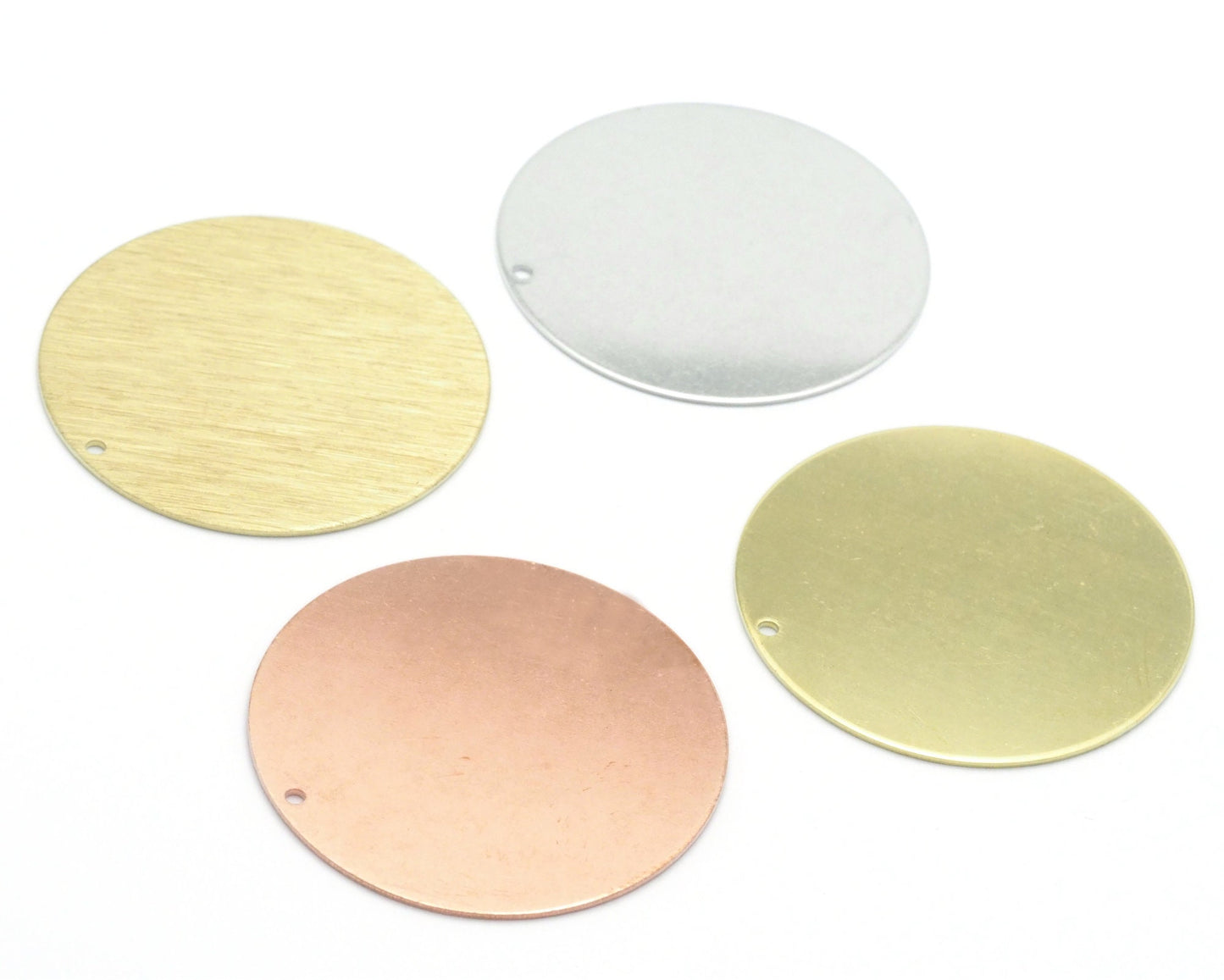 Round Circle Disc Tag Stamping Charms Raw Brass - Brushed Brass - Raw Copper - Stainless Steel 30mm 1 hole Findings S23