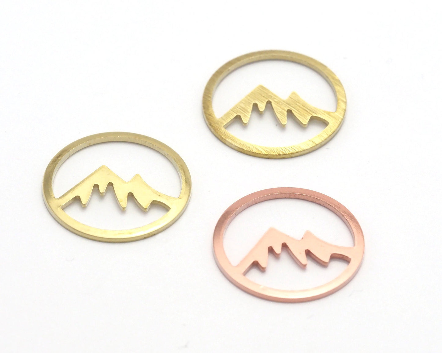 Landscape mountain charms 18mm Raw Copper - Brass - Brushed Brass findings 4436