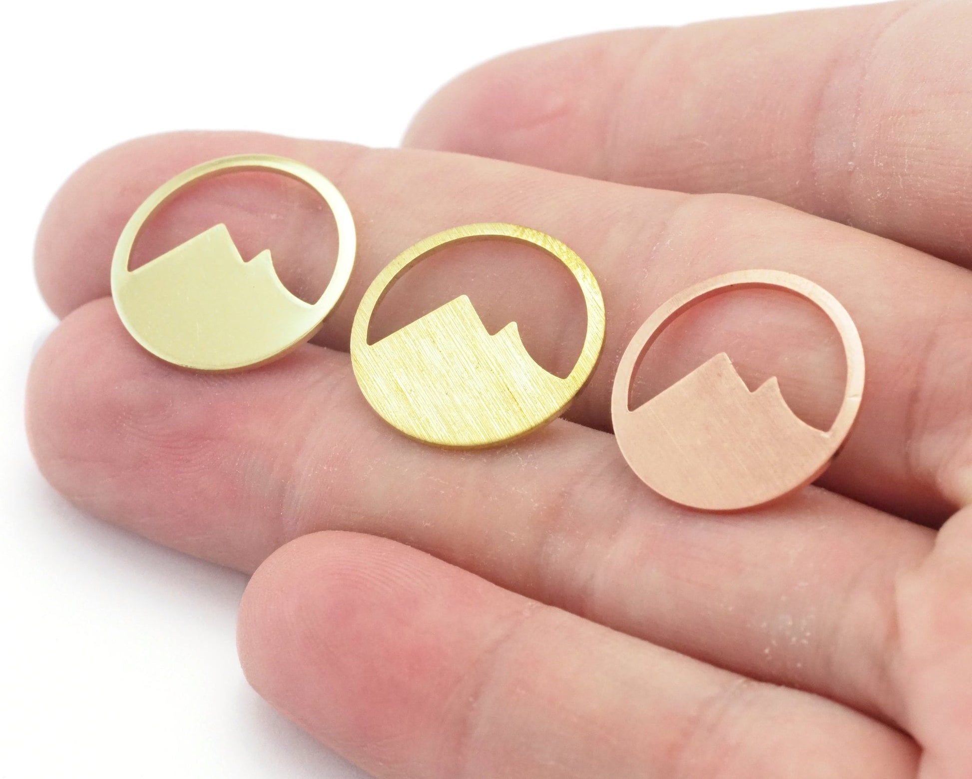 Landscape mountain charms 18mm Raw Copper - Brass - Brushed Brass findings 4437