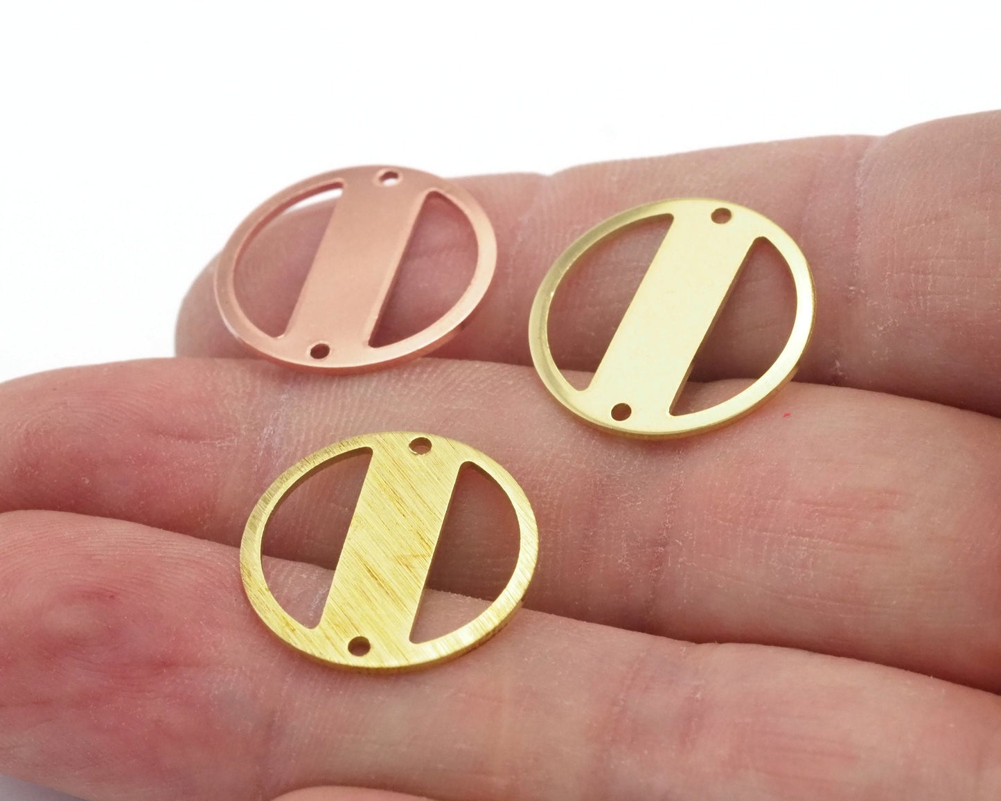 Round Connector Spacer Charms 22mm Antique silver - Copper - raw brass - brushed brass 2 holes connector charms findings 4476