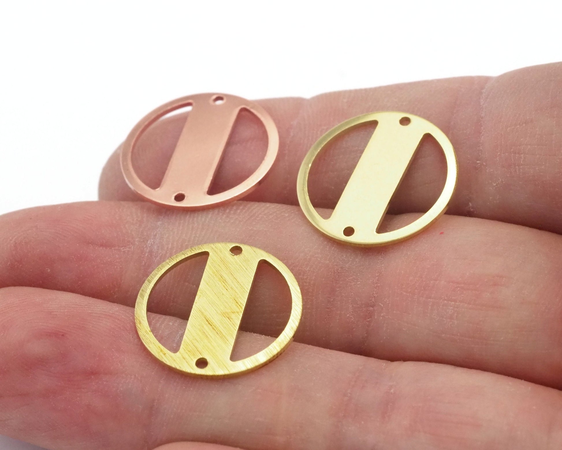 Round Connector Spacer Charms 22mm Antique silver - Copper - raw brass - brushed brass 2 holes connector charms findings 4476