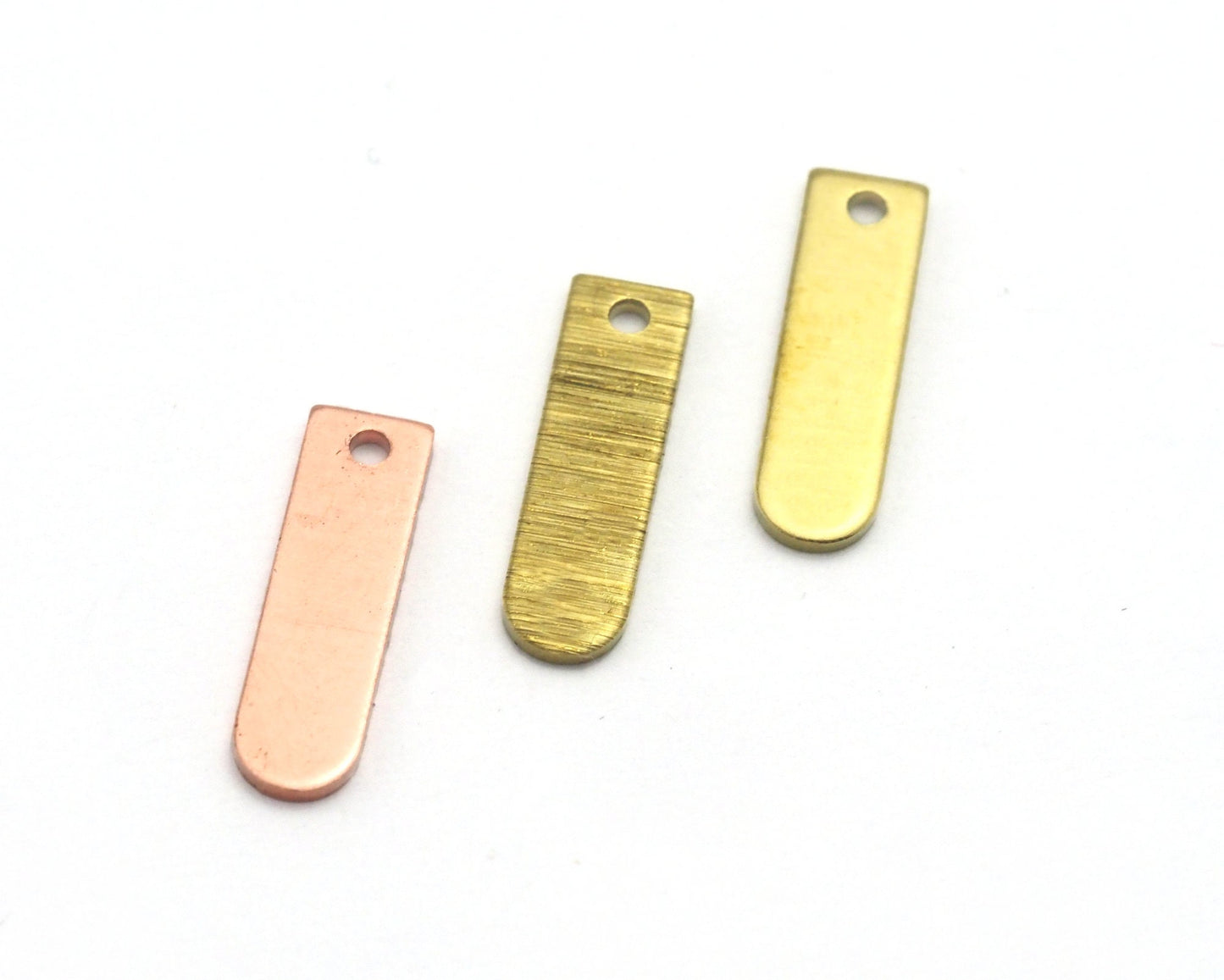 Rectangle charms findings (one side round edge) 4x14mm (States of the moon) Copper - raw brass - brushed brass 1 hole bottom 4461