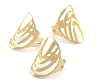 Rainbow oval statement adjustable ring Gold Plated brass (5 - 9US inner size) Oz4338